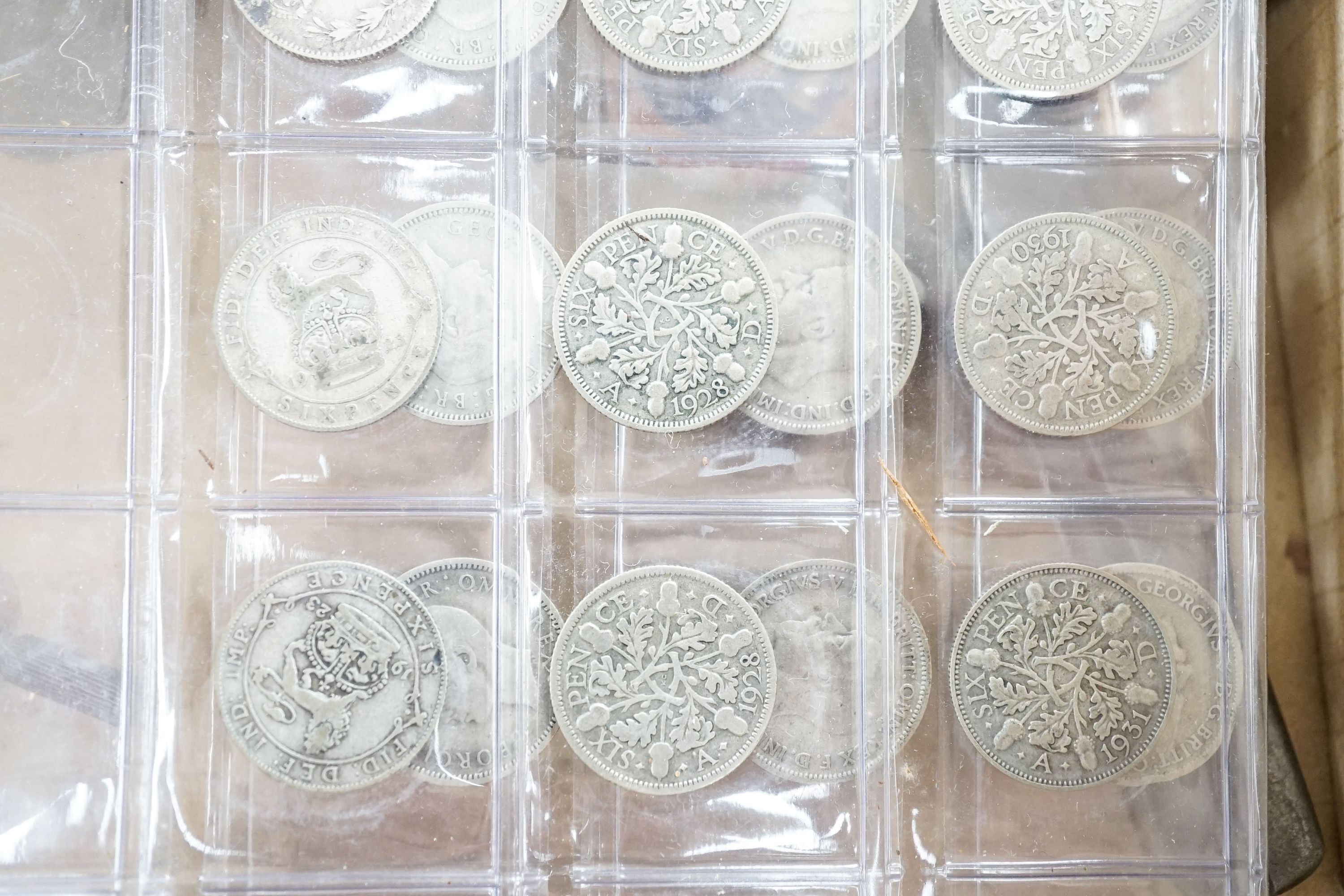 A 19th century valentine card, six pence pieces and mixed collectables